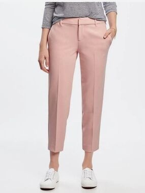 Old Navy Harper Blush Pink Cropped Tailored Straight-Leg Pants